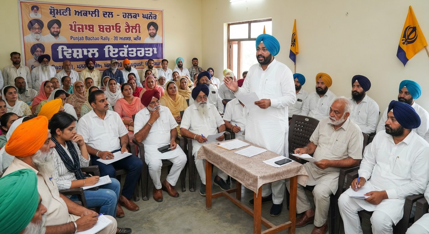 घन्नौर में 30 अगस्त की पंजाब बचाओ रैली को लेकर सरबजीत सिंह झिझर ने की अहम बैठक, आप सरकार पर साधा निशाना