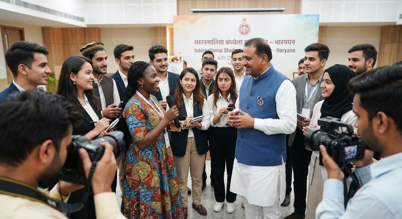 मुख्यमंत्री नायब सिंह सैनी ने हरियाणा में पढ़ रहे 14 देशों के विदेशी विद्यार्थियों से किया सीधा संवाद