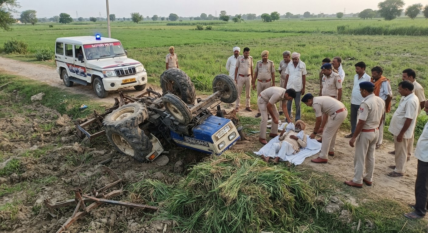 पलवल में नीलगाय से बचने के चक्कर में पलटा ट्रैक्टर, हादसे में किसान की मौत