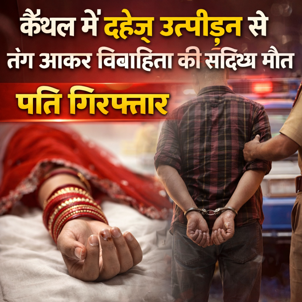 कैथल में दहेज उत्पीड़न से तंग आकर विवाहिता की संदिग्ध मौत, पति गिरफ्तार