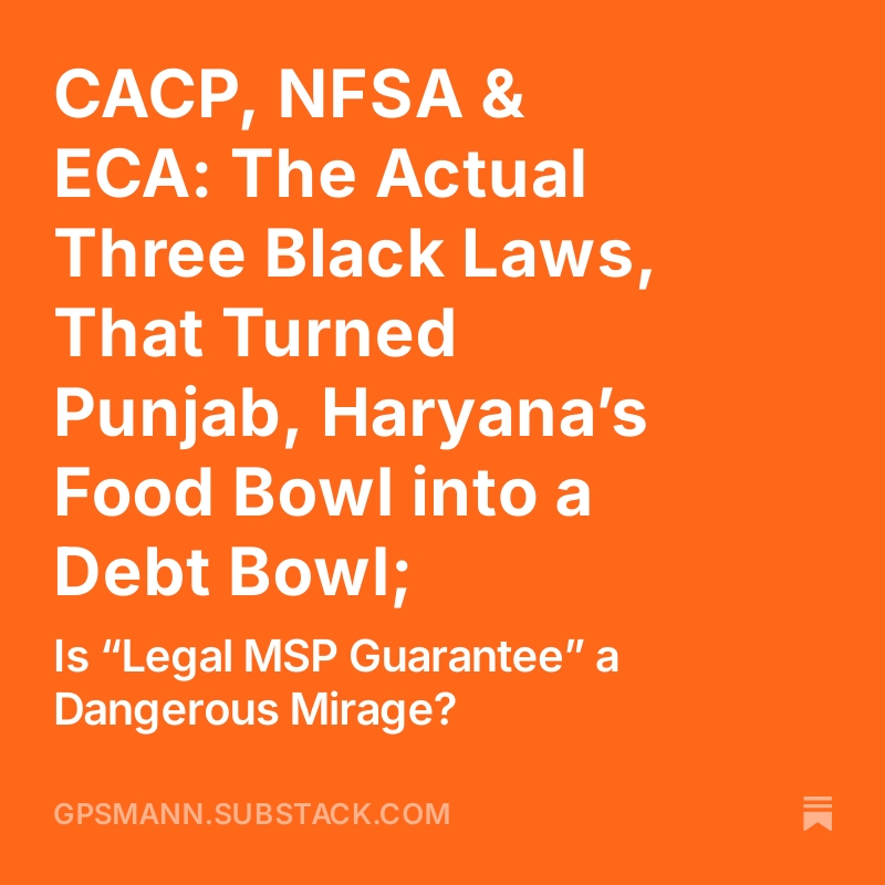 पंजाब और हरियाणा के किसान संकट की प्रतीकात्मक इमेज: अन्न का कटोरा अब कर्ज का गड्ढा बन गया है। CACP, NFSA 2013 और ECA 1955 जैसे तीन कानूनों ने MSP वाले क्षेत्र को कर्ज में डुबो दिया।" 