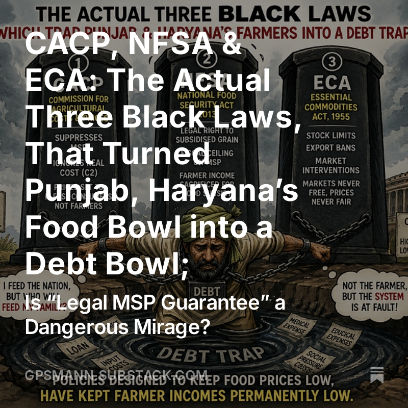 अन्न का कटोरा अब कर्ज का कटोरा - पंजाब-हरियाणा किसान कर्ज संकट और CACP NFSA ECA की सच्चाई 