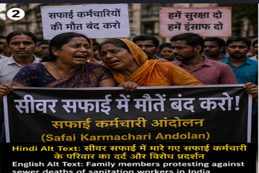 सीवर सफाई में मारे गए सफाई कर्मचारी के परिवार का दर्द और विरोध प्रदर्शन 