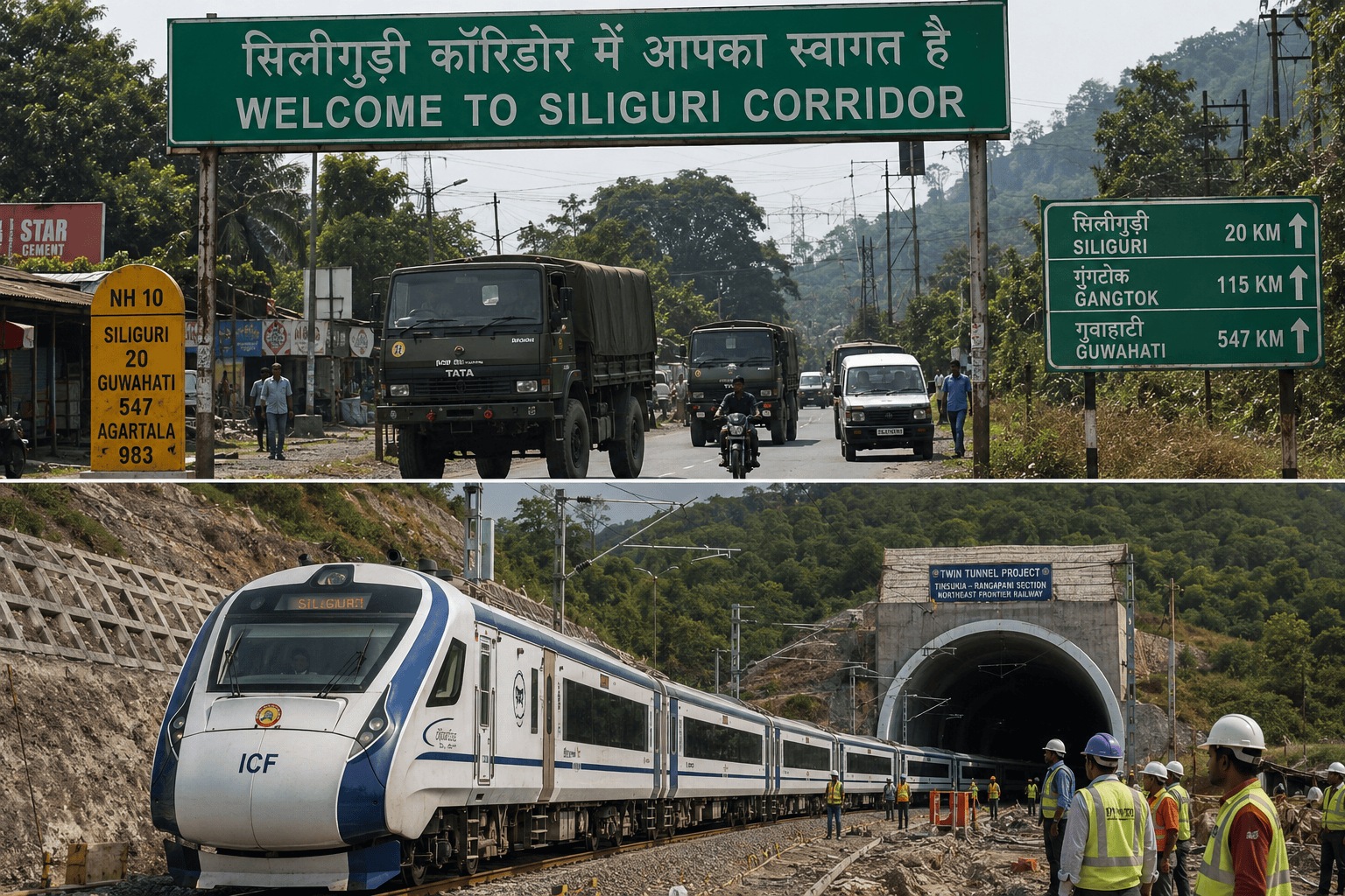 सिलीगुड़ी कॉरिडोर में भूमिगत रेल परियोजना और रणनीतिक अवसंरचना विकास, जो पूर्वोत्तर भारत की सुरक्षा और कनेक्टिविटी को मजबूत करेगा। सिलीगुड़ी कॉरिडोर में भूमिगत रेल परियोजना और रणनीतिक अवसंरचना विकास, जो पूर्वोत्तर भारत की सुरक्षा और कनेक्टिविटी को मजबूत करेगा।