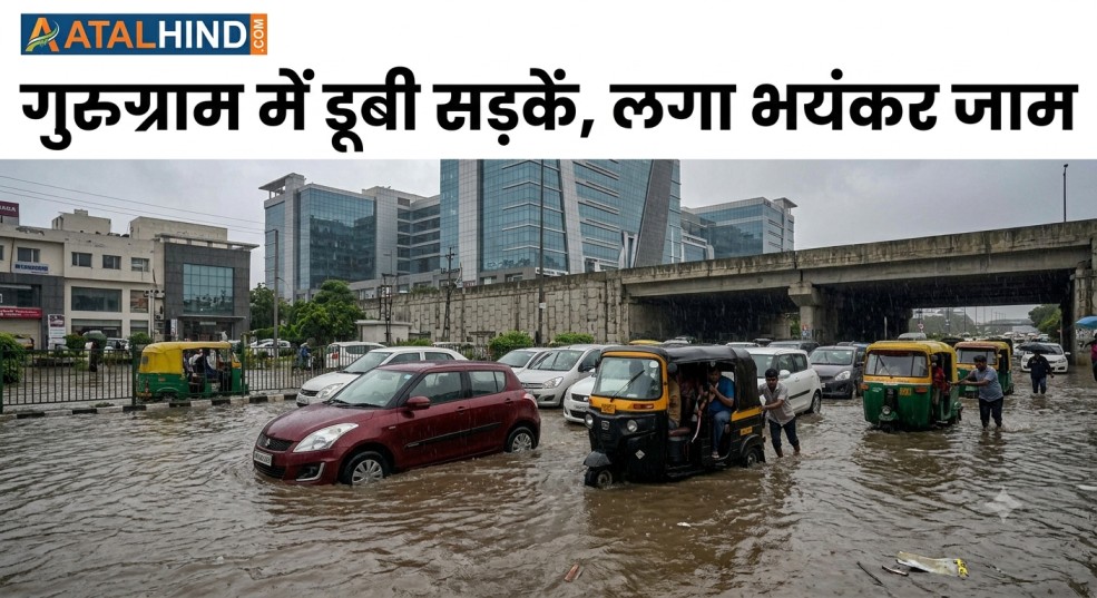 सोनीपत में छत गिरने से देवरानी-जेठानी की मौत, गुरुग्राम में डूबी सड़कें, गुरुग्राम में डूबी सड़कें