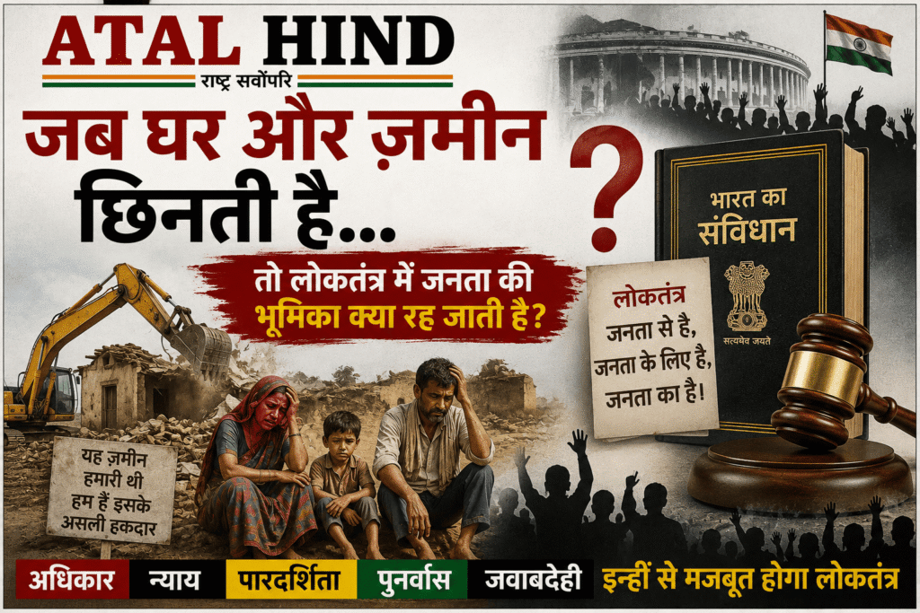 सरकार जनता के प्रति जवाबदेह है” यह भारतीय लोकतंत्र का एक बुनियादी सिद्धांत है। जनता की जमीन ही जनता का देश है, और जनता के बिना न तो देश का कोई अर्थ है और न ही सरकार का।