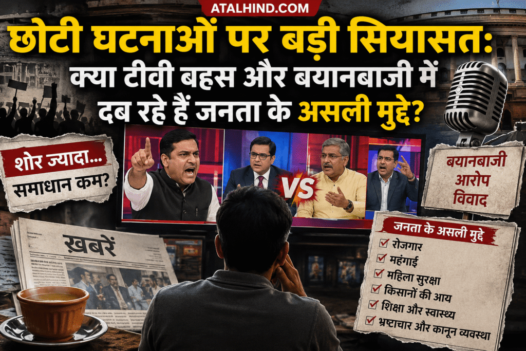छोटी घटनाओं पर बड़ी सियासत: क्या टीवी बहस और बयानबाजी में दब रहे हैं जनता के असली मुद्दे? Opinion: छोटी घटनाओं को बड़ा विवाद बनाने की राजनीति पर गंभीर सवाल