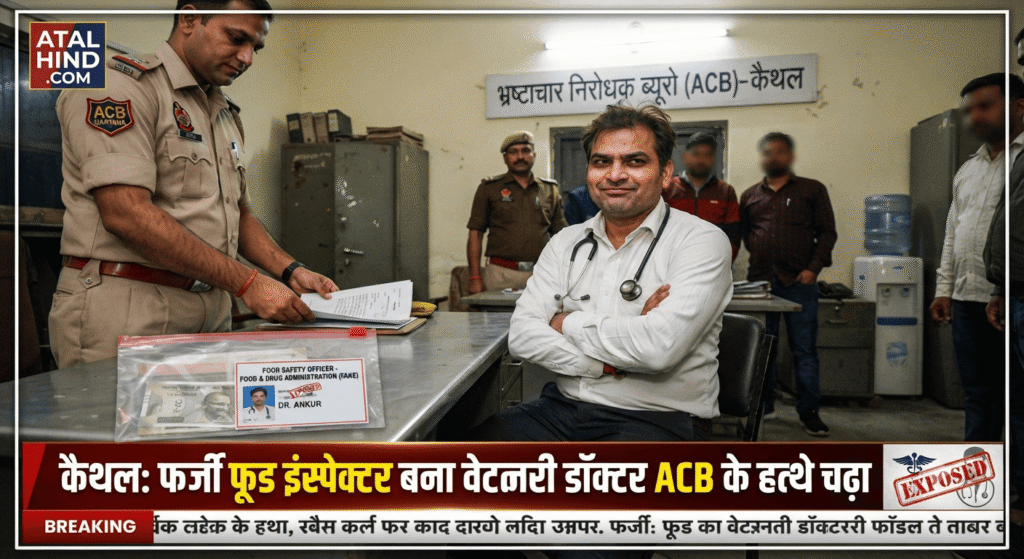 कैथल में वेटरनरी डॉक्टर का ‘डबल रोल’ बेनकाब, फर्जी फूड इंस्पेक्टर बनकर लूटता था