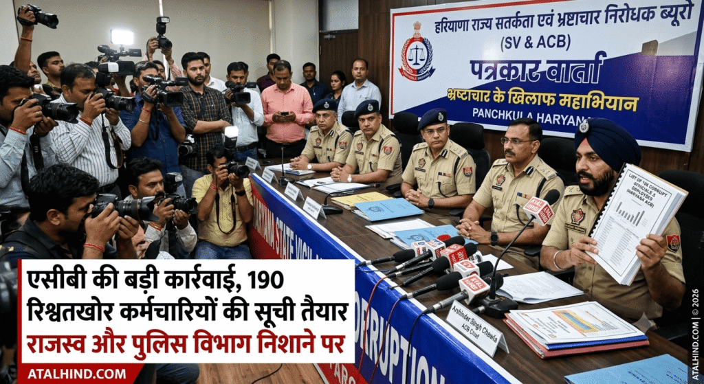 हरियाणा में 190 भ्रष्ट अफसरों की सूची तैयार, राजस्व और पुलिस विभाग निशाने पर हरियाणा में रिश्वतखोर अधिकारियों पर एसीबी की बड़ी कार्रवाई